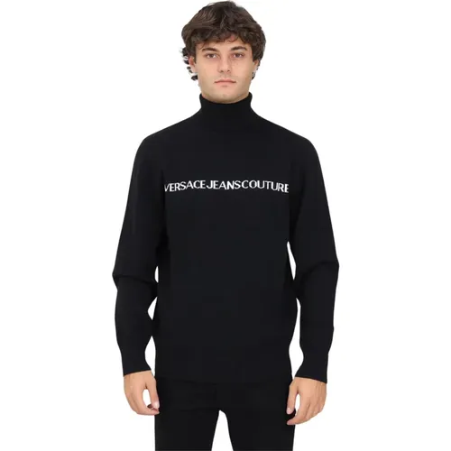 Schwarze Sweaters mit Logo-Schriftzug , Herren, Größe: M - Versace Jeans Couture - Modalova