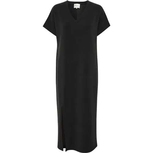 V-Ausschnitt Langes Kleid Bluser in Schwarz - My Essential Wardrobe - Modalova