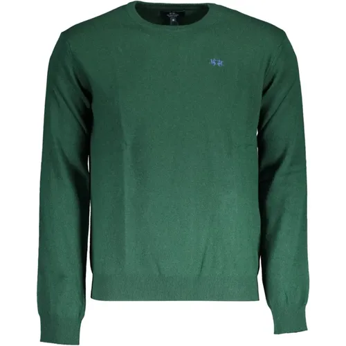 Grüner Wollpullover mit Stickerei , Herren, Größe: 2Xl/3Xl - LA MARTINA - Modalova