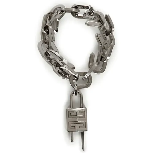 Silbernes Kettenarmband mit Logoed Vorhängeschloss , Damen, Größe: XL - Givenchy - Modalova
