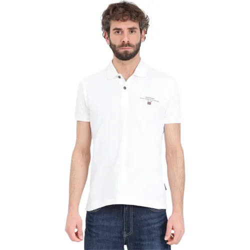 Weißes Polo-Shirt mit Logo-Druck , Herren, Größe: 2XL - Napapijri - Modalova