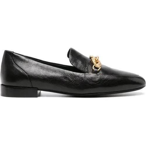 Schwarze flache Schuhe mit Pferdekopf-Detail , Damen, Größe: 38 1/2 EU - TORY BURCH - Modalova