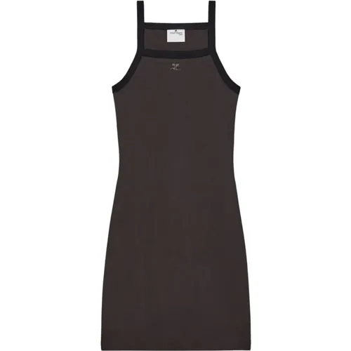 Braunes Baumwollkleid mit Logopatch , Damen, Größe: M - Courrèges - Modalova
