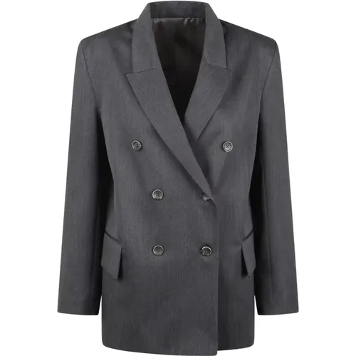 Double-Breasted Wool Blazer with Peak Lapels , female, Sizes: M, XS - Nine In The Morning - Modalova