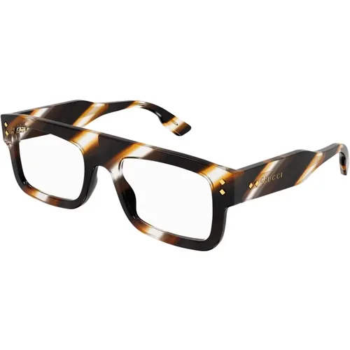 Gg1085O 002 Havana Transparent Glasses , male, Sizes: 52 MM - Gucci - Modalova
