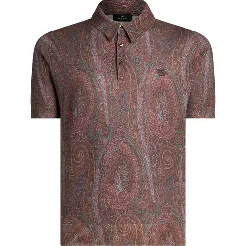 Burgundy Paisley Polo Shirt Etro - ETRO - Modalova