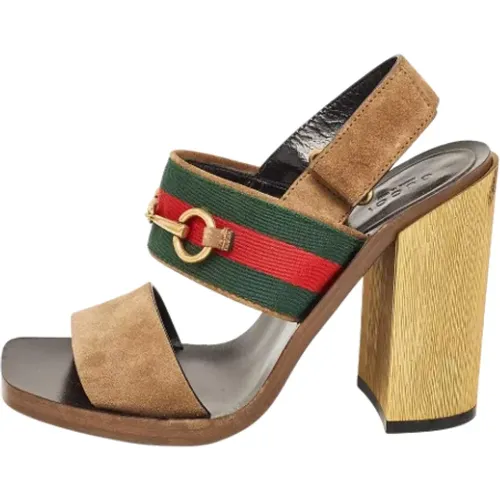 Pre-owned Suede sandals , female, Sizes: 4 1/2 UK - Gucci Vintage - Modalova