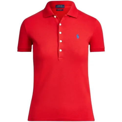 Rotes Polo Shirt Slim Fit , Damen, Größe: S - Ralph Lauren - Modalova