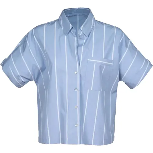 Blau Gestreiftes Hawaii Hemd , Damen, Größe: XS - Iblues - Modalova