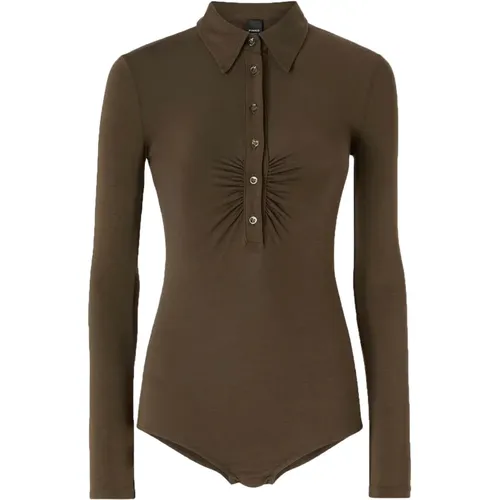 Long-sleeved polo bodysuit with buttoning , female, Sizes: S, L, M, XS - pinko - Modalova