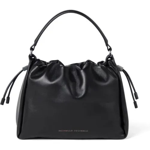 Schwarze Eimer-Tasche mit Monili-Kette - BRUNELLO CUCINELLI - Modalova