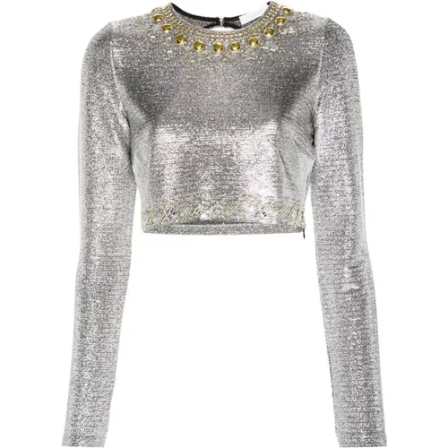 Metallic Mesh Sweater with Stud Embellishment , female, Sizes: XS, S - Paco Rabanne - Modalova