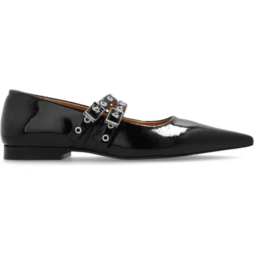 Glossy ballet flats , female, Sizes: 3 UK - Ganni - Modalova