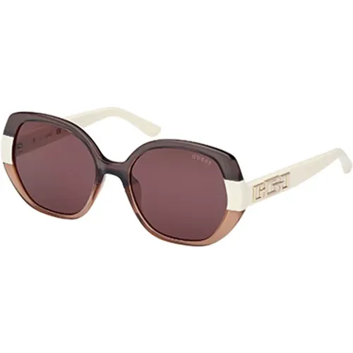 Stylische Sonnenbrille in Grau und Lila , Damen, Größe: 55 MM - Guess - Modalova