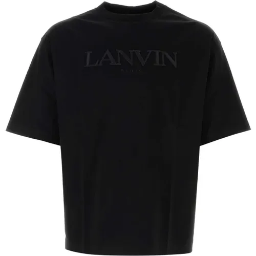 Schwarzes Baumwoll-T-Shirt , Herren, Größe: L - Lanvin - Modalova