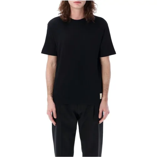 Schwarzes Jersey T-Shirt mit Geripptem Rundhalsausschnitt - Emporio Armani - Modalova