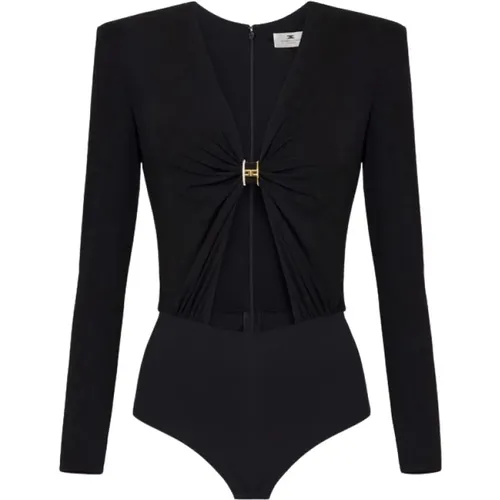 Jersey Bodysuit with Cut-Out , female, Sizes: M, S, L - Elisabetta Franchi - Modalova