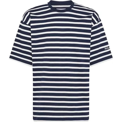 Gestreiftes Baumwoll-T-Shirt im französischen Stil , Herren, Größe: L - Philippe Model - Modalova
