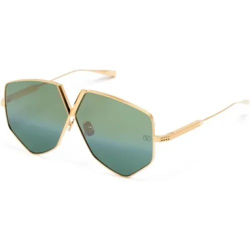 Goldene Sonnenbrille für den täglichen Gebrauch , Damen, Größe: 64 MM - Valentino - Modalova