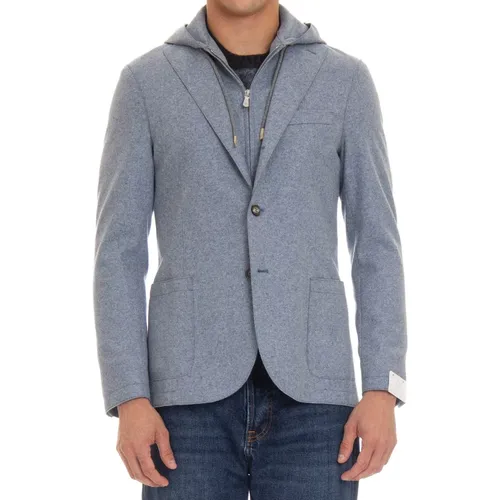 Stilvolle Wolljacke mit abnehmbarer Kapuze , Herren, Größe: 2XL - Eleventy - Modalova