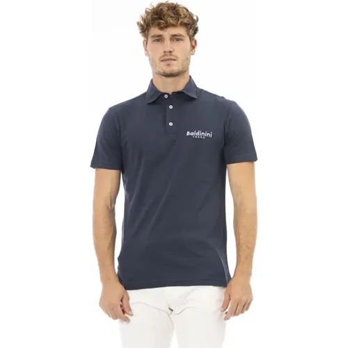 Schickes Blaues Polo mit Gesticktem Logo , Herren, Größe: 2XL - Baldinini - Modalova