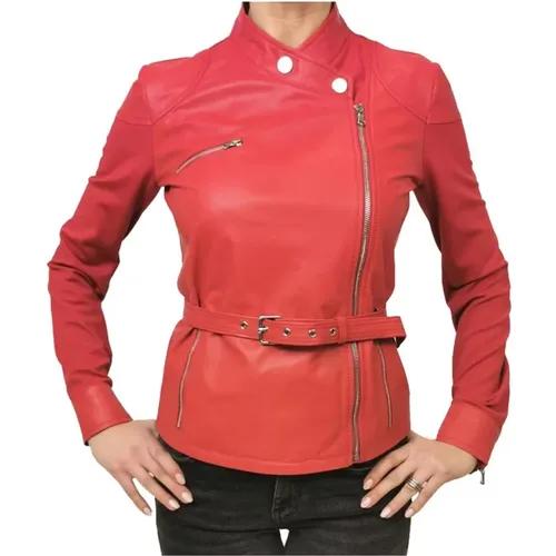 Stilvolle Lambskin Biker Jacket mit Asymmetrischem Reißverschluss - pinko - Modalova