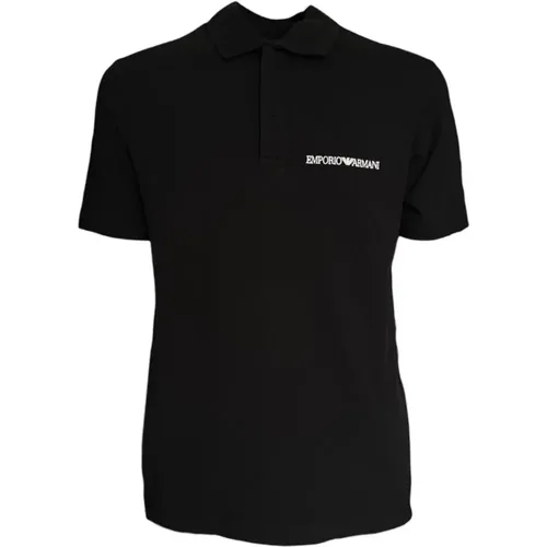 Polo-Shirt Kurzarm Schwarz Logo Mon Amour , Herren, Größe: M - Emporio Armani - Modalova