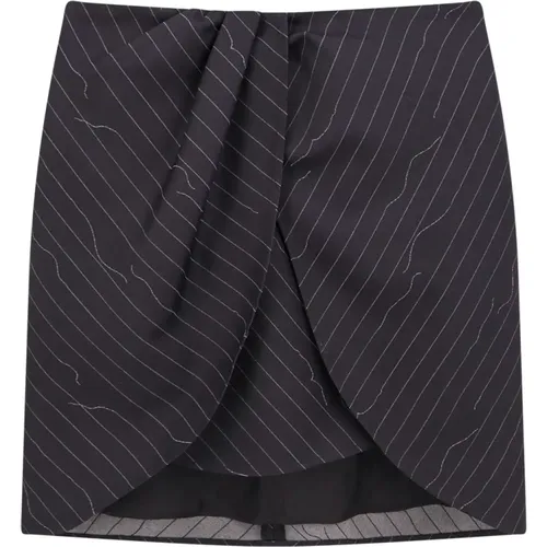 Wool Blend Pinstriped Skirt , female, Sizes: XS, S - Off White - Modalova