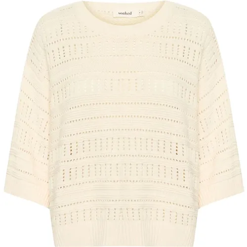 Pearled Ivory Knit Sweater , female, Sizes: 2XL, L, M, XL - Soaked in Luxury - Modalova