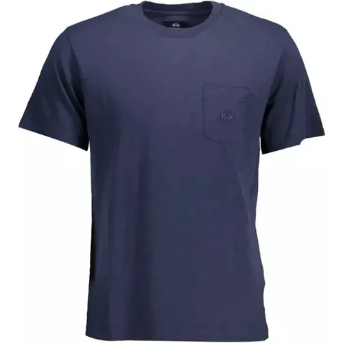 Blaues Baumwoll-T-Shirt mit Stickerei , Herren, Größe: 2XL - LA MARTINA - Modalova