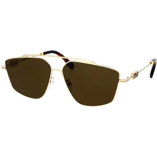 Glamouröse geometrische Sonnenbrille mit goldener Fassung und Roviex-Gläsern , Herren, Größe: 58 MM - Fendi - Modalova