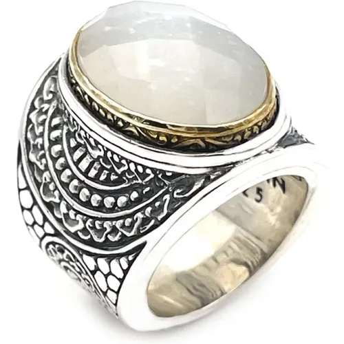 Silber Mondstein Ring , unisex, Größe: 56 MM - Jalan Jalan - Modalova