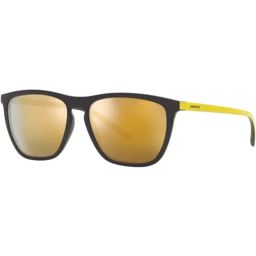 Black Yellow/Gold Sunglasses , male, Sizes: 55 MM - Arnette - Modalova