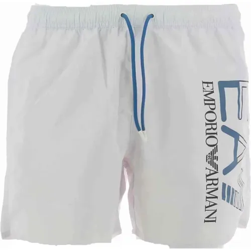 Herren Badebekleidung Boxer Weiß Logo Vorne , Herren, Größe: S - Emporio Armani EA7 - Modalova