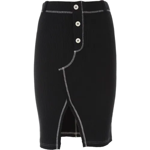 Ribbed Cotton Midi Skirt in , female, Sizes: S, L, M - Moschino - Modalova