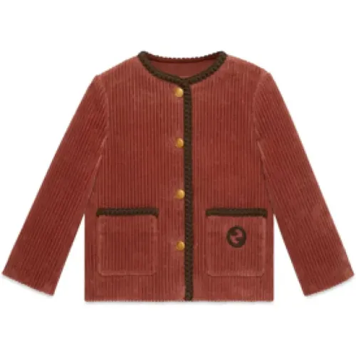 Rote Corduroy Kinderjacke mit Kontrastierenden Details - Gucci - Modalova
