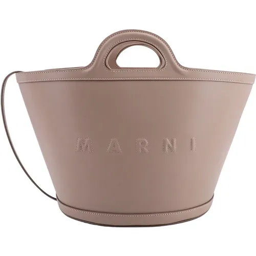 Italian Leather Bucket Bag , female, Sizes: ONE SIZE - Marni - Modalova