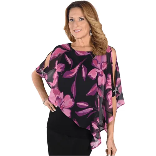 Lila Chiffonbluse mit Schulterausschnitten , Damen, Größe: 2XL - Frank Lyman - Modalova