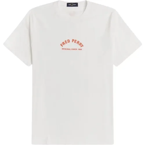 Gebogener T-Shirt Weiß Sportbekleidung Stil M2664 , Herren, Größe: L - Fred Perry - Modalova