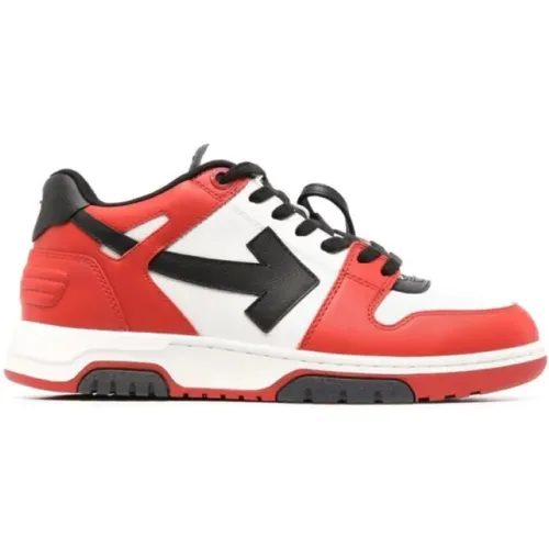 Rot Schwarze Kalbsleder Sneakers , Damen, Größe: 44 EU - Off White - Modalova