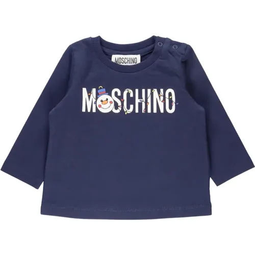 Blauer Logo- und Schneemannpullover für Kinder - Moschino - Modalova
