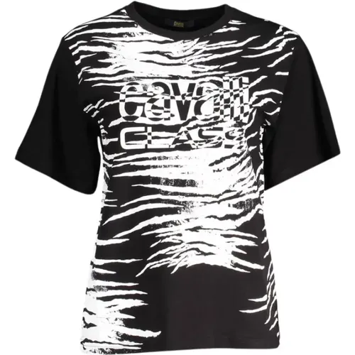 Elegantes Logo-T-Shirt mit quadratischem Druck , Damen, Größe: M - Cavalli Class - Modalova