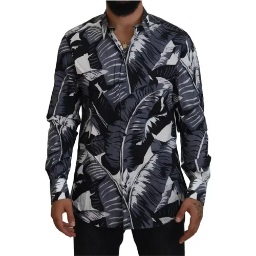 Multicolor Banana Leaf Print Casual Shirt , male, Sizes: 4XL - Dolce & Gabbana - Modalova