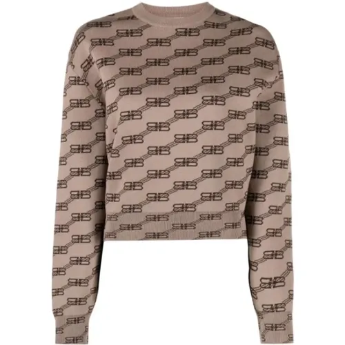 Monogram Print Sweater , female, Sizes: XS, L - Balenciaga - Modalova