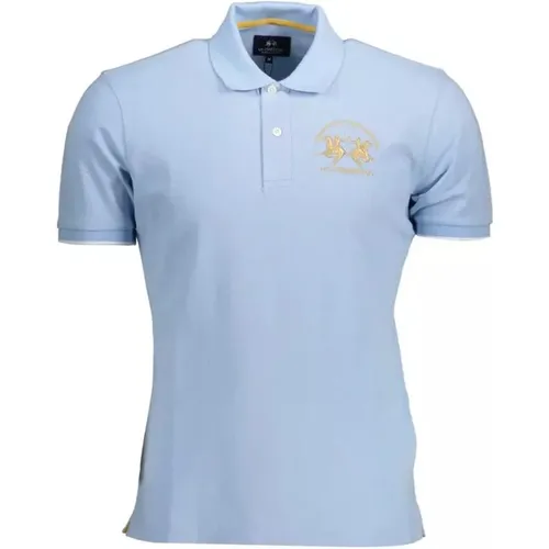 Blaues Baumwoll-Poloshirt mit Kontrastdetails - LA MARTINA - Modalova