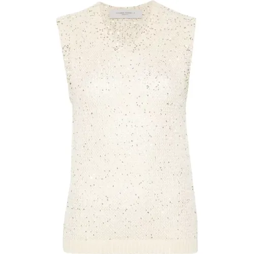 Sequin Embellished Tank Top , female, Sizes: S, M - Golden Goose - Modalova