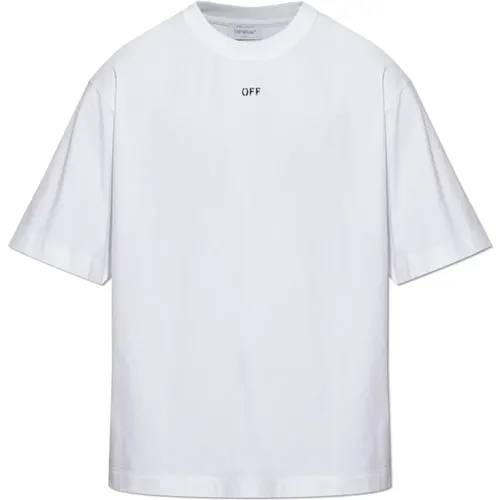 Off , T-Shirt mit Druck , Herren, Größe: L - Off White - Modalova