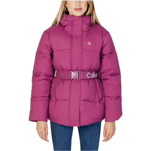 Hooded Jacket with Zip and Button Fastening , female, Sizes: M, S - Calvin Klein Jeans - Modalova