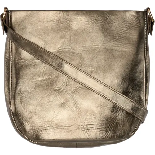 Metallic Cross Body Bag Dark Gold , female, Sizes: ONE SIZE - Btfcph - Modalova