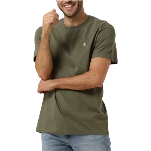 Grünes Embro Badge Tee , Herren, Größe: XL - Calvin Klein - Modalova